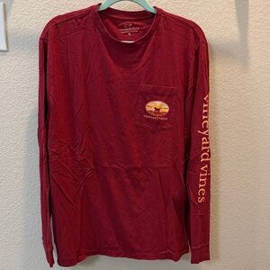 Vineyard Vines Men's Crimson Long Sleeve Tee